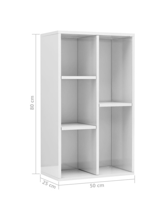 Knihovna/příborník bílá lesklá 50 x 25 x 80 cm kompozitní dřevo