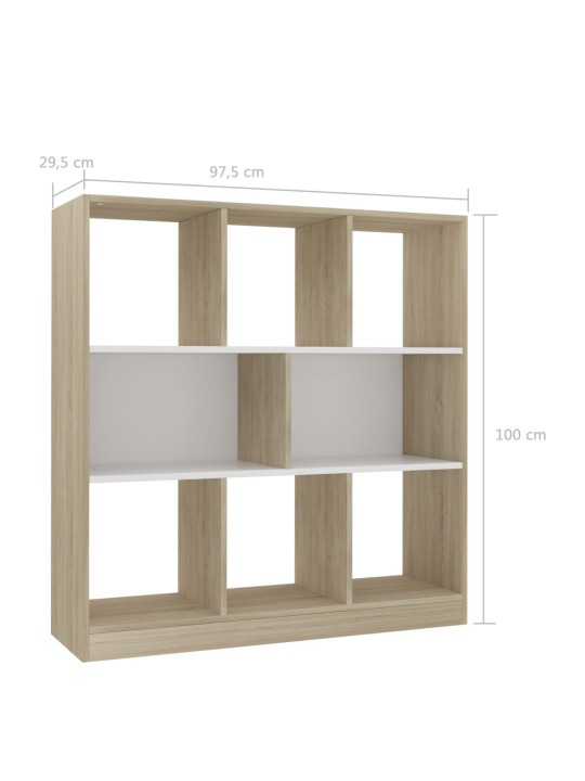 Knihovna bílá a dub sonoma 97,5x29,5x100 cm kompozitní dřevo