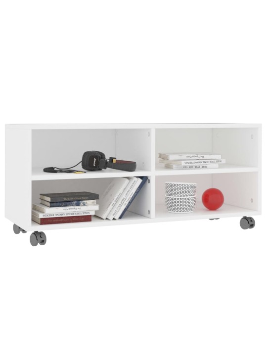 TV stolek s kolečky bílý 90 x 35 x 35 cm kompozitní dřevo