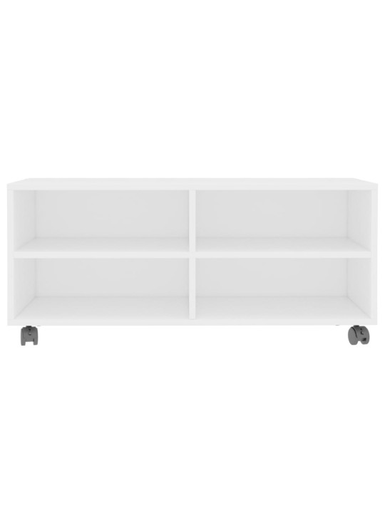 TV stolek s kolečky bílý 90 x 35 x 35 cm kompozitní dřevo