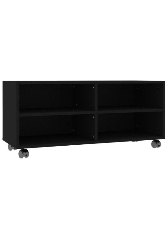 TV stolek s kolečky černý 90 x 35 x 35 cm kompozitní dřevo