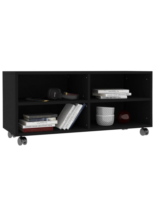 TV stolek s kolečky černý 90 x 35 x 35 cm kompozitní dřevo
