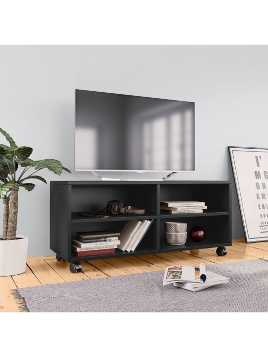 TV stolek s kolečky černý 90 x 35 x 35 cm kompozitní dřevo