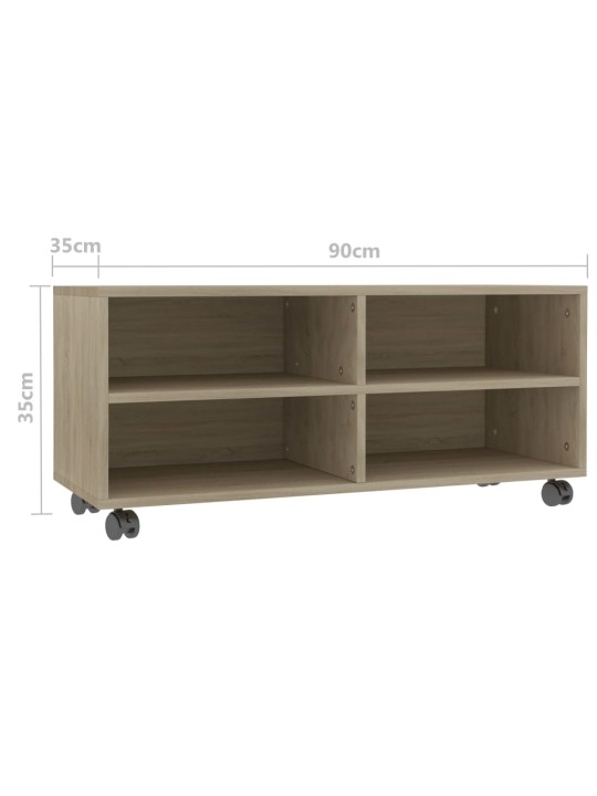TV stolek s kolečky dub sonoma 90 x 35 x 35 cm kompozitní dřevo