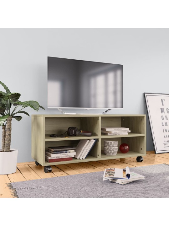 TV stolek s kolečky dub sonoma 90 x 35 x 35 cm kompozitní dřevo