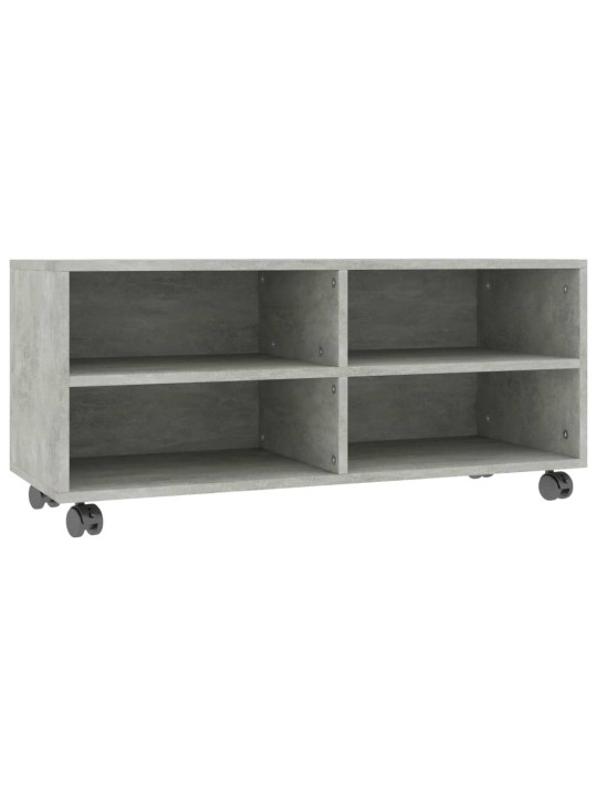 TV stolek s kolečky betonově šedý 90x35x35 cm kompozitní dřevo