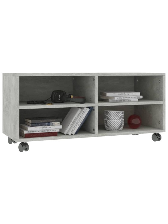 TV stolek s kolečky betonově šedý 90x35x35 cm kompozitní dřevo