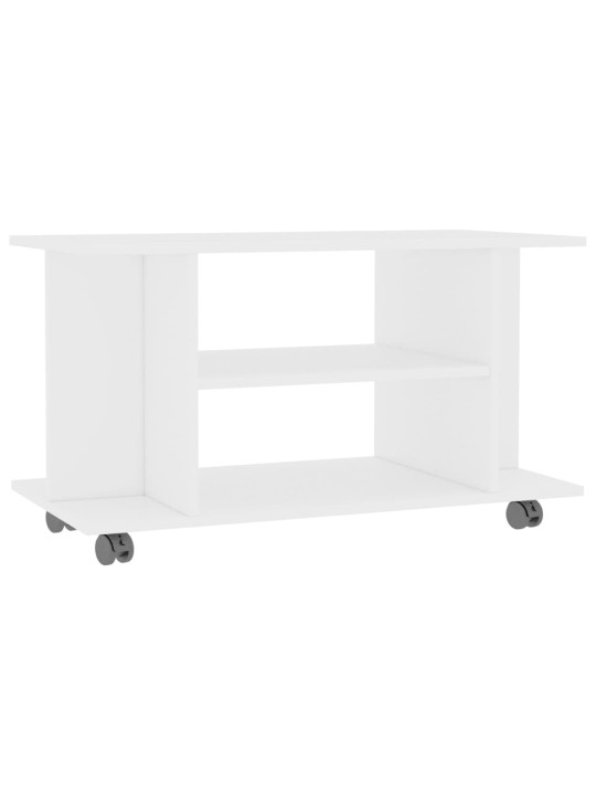 TV stolek s kolečky bílý 80 x 40 x 45 cm kompozitní dřevo