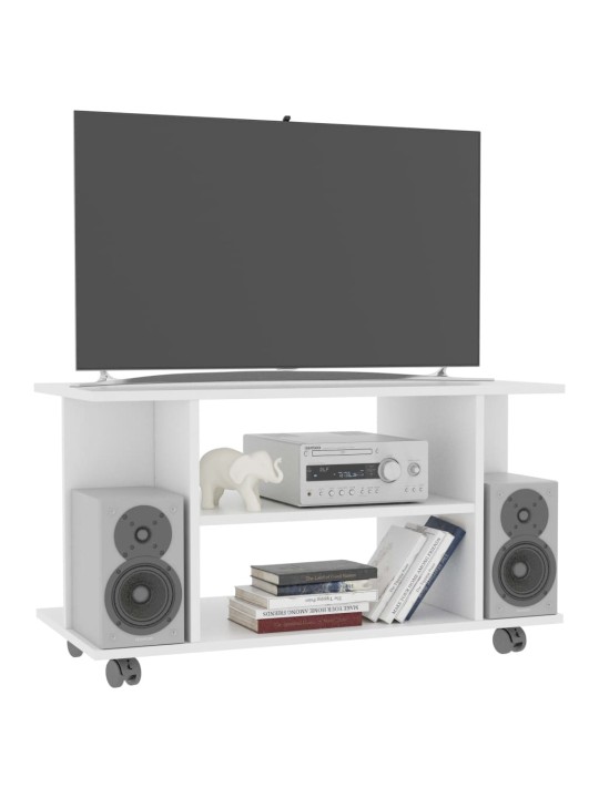 TV stolek s kolečky bílý 80 x 40 x 45 cm kompozitní dřevo