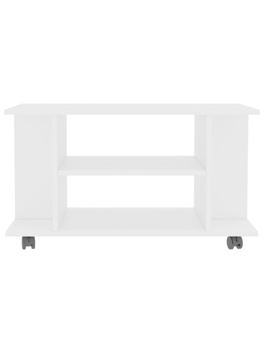TV stolek s kolečky bílý 80 x 40 x 45 cm kompozitní dřevo