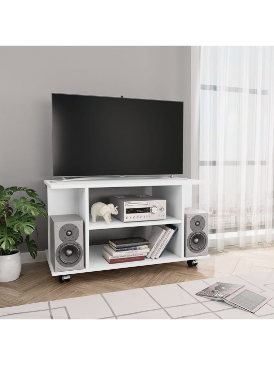 TV stolek s kolečky bílý 80 x 40 x 45 cm kompozitní dřevo