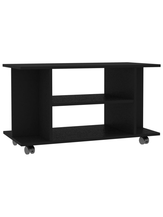 TV stolek s kolečky černý 80 x 40 x 45 cm kompozitní dřevo