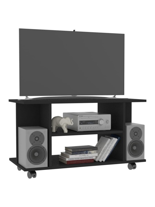 TV stolek s kolečky černý 80 x 40 x 45 cm kompozitní dřevo