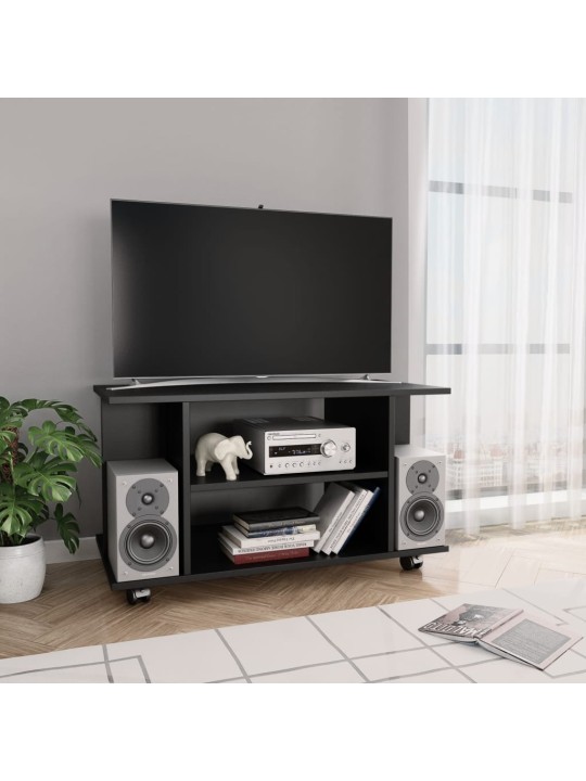 TV stolek s kolečky černý 80 x 40 x 45 cm kompozitní dřevo