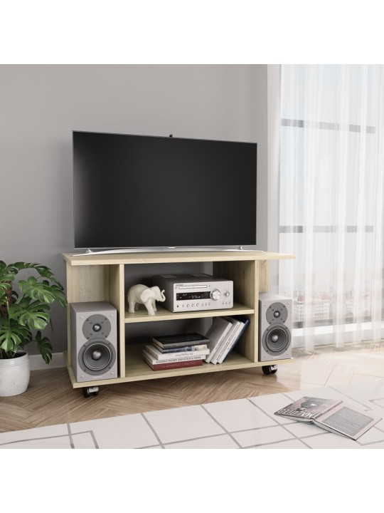 TV stolek s kolečky dub sonoma 80 x 40 x 45 cm kompozitní dřevo