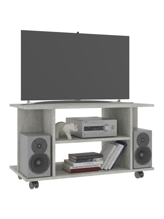 TV stolek s kolečky betonově šedý 80x40x45 cm kompozitní dřevo