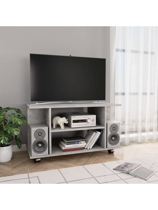 TV stolek s kolečky betonově šedý 80x40x45 cm kompozitní dřevo