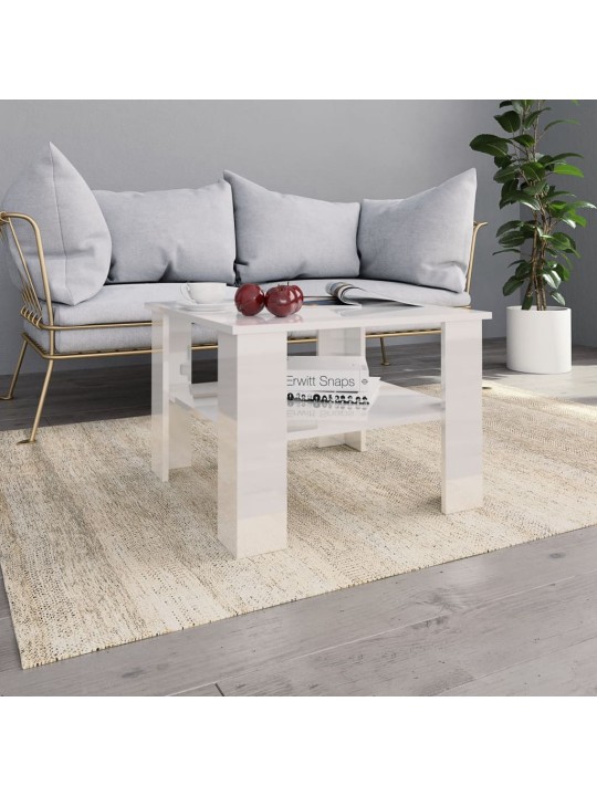 Konferenční stolek bílý lesklý 60 x 60 x 42 cm kompozitní dřevo