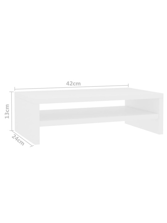 Stojan na monitor bílý 42 x 24 x 13 cm kompozitní dřevo