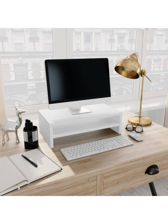 Stojan na monitor bílý 42 x 24 x 13 cm kompozitní dřevo