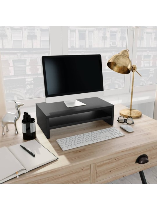 Stojan na monitor černý 42 x 24 x 13 cm kompozitní dřevo