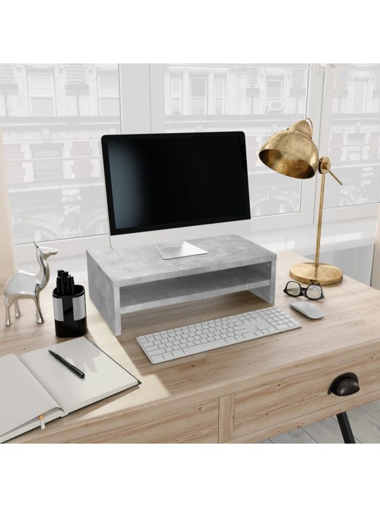 Stojan na monitor betonově šedý 42x24x13 cm kompozitní dřevo
