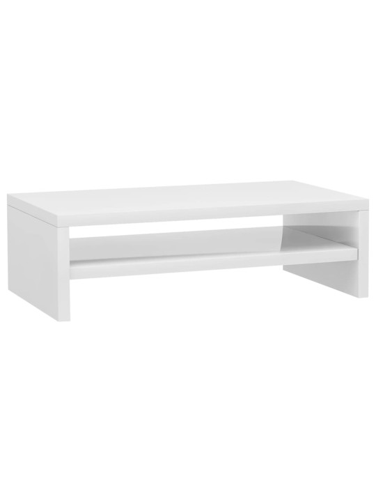Stojan na monitor bílý vysoký lesk 42x24x13 cm kompozitní dřevo