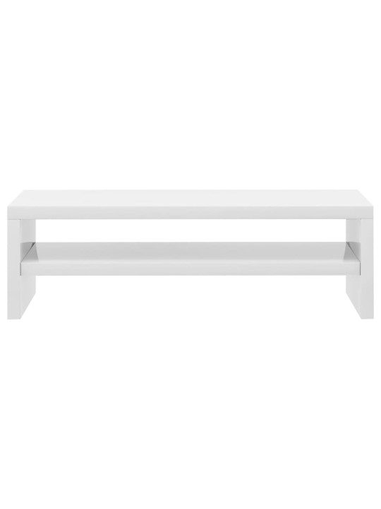 Stojan na monitor bílý vysoký lesk 42x24x13 cm kompozitní dřevo