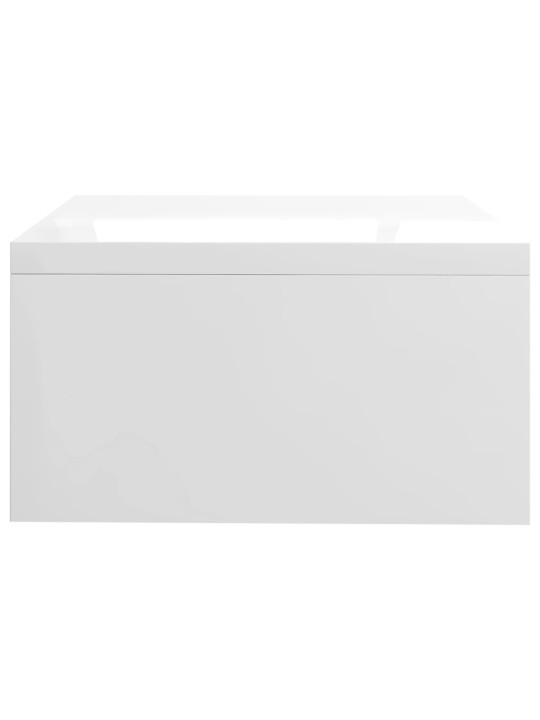 Stojan na monitor bílý vysoký lesk 42x24x13 cm kompozitní dřevo
