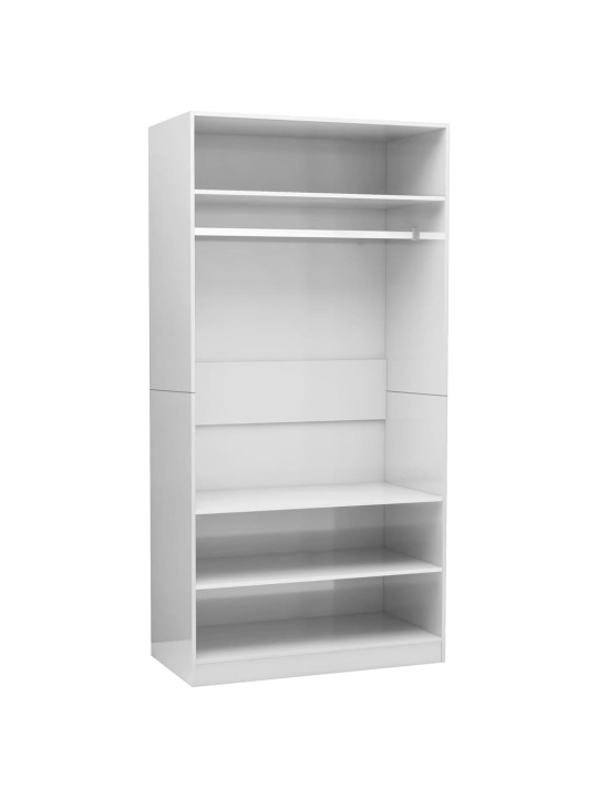 Šatní skříň bílá vysoký lesk 100 x 50 x 200 cm kompozitní dřevo