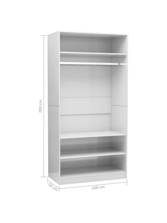 Šatní skříň bílá vysoký lesk 100 x 50 x 200 cm kompozitní dřevo