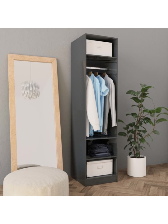 Šatní skříň šedá s vysokým leskem 50 x 50 x 200 cm dřevotříska