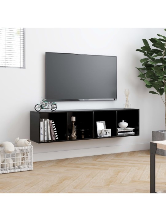 Knihovna/TV skříňka černá 143x30x36 cm