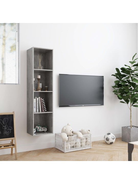 Knihovna/TV skříňka betonově šedá 143x30x36 cm