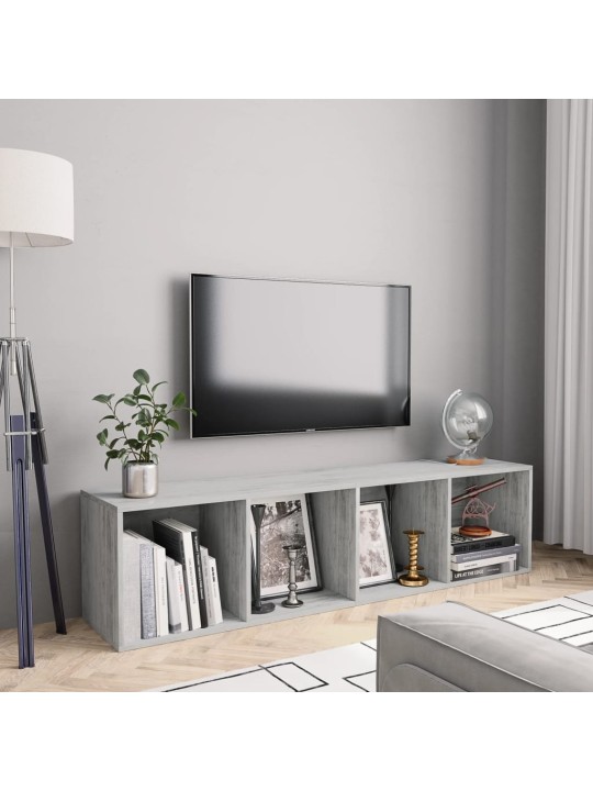 Knihovna/TV skříňka betonově šedá 143x30x36 cm