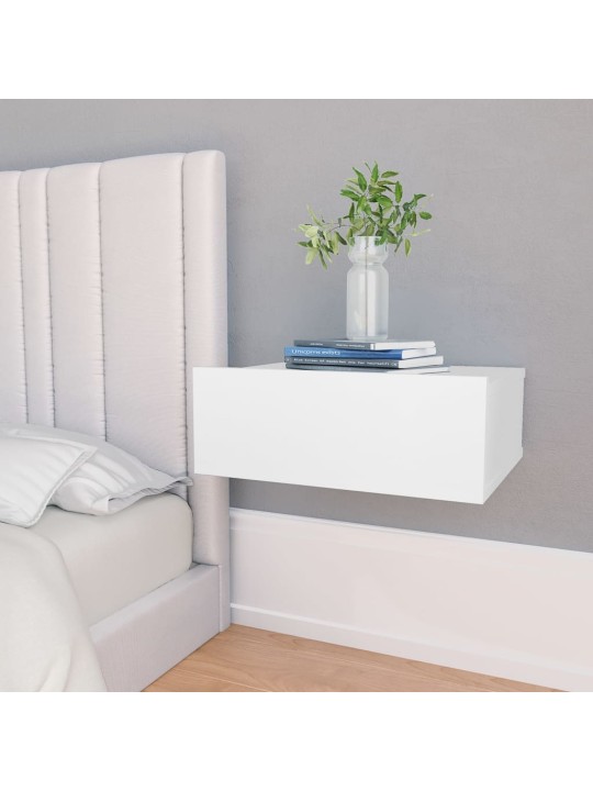 Plovoucí noční stolek bílý 40 x 30 x 15 cm kompozitní dřevo