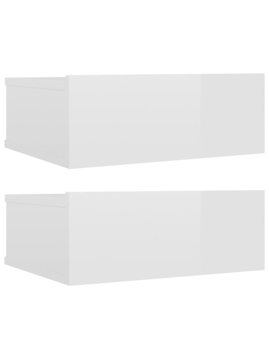 Plovoucí noční stolky 2 ks bílé lesklé 40x30x15 cm kompozit