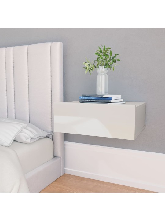Plovoucí noční stolky 2 ks bílé lesklé 40x30x15 cm kompozit