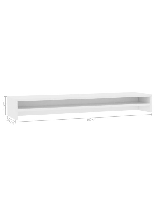 Stojan na monitor bílý 100 x 24 x 13 cm kompozitní dřevo