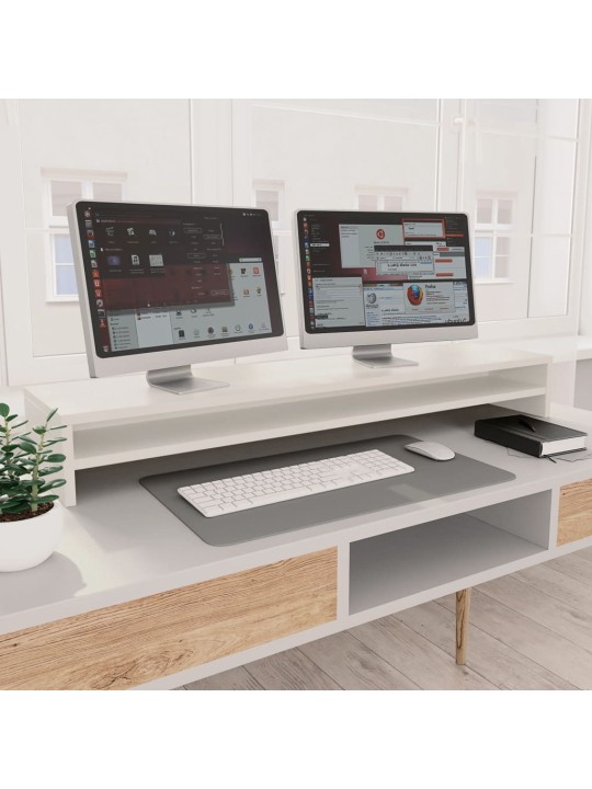 Stojan na monitor bílý 100 x 24 x 13 cm kompozitní dřevo