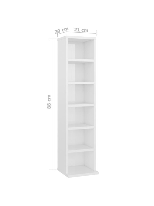Skříňka na CD bílá vysoký lesk 21 x 20 x 88 cm kompozitní dřevo