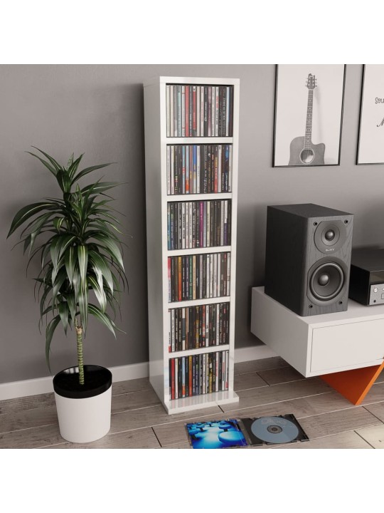 Skříňka na CD bílá vysoký lesk 21 x 20 x 88 cm kompozitní dřevo