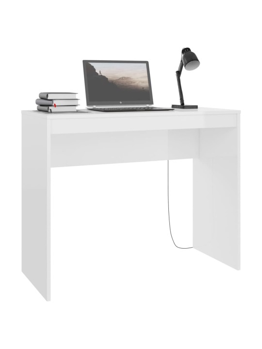 Psací stůl bílý s vysokým leskem 90x40x72 cm kompozitní dřevo