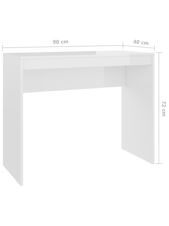 Psací stůl bílý s vysokým leskem 90x40x72 cm kompozitní dřevo