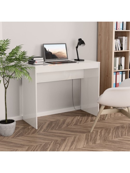 Psací stůl bílý s vysokým leskem 90x40x72 cm kompozitní dřevo