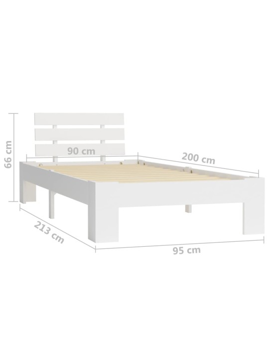 Rám postele bílý masivní borové dřevo 90 x 200 cm