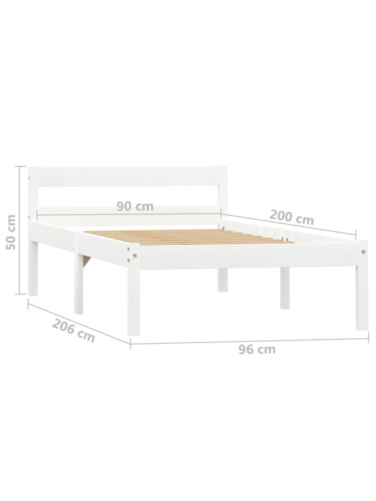 Rám postele bílý masivní borové dřevo 90 x 200 cm