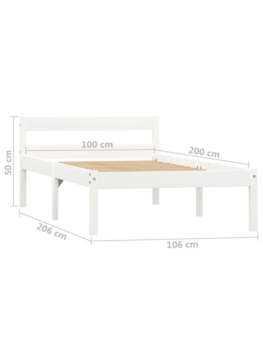 Rám postele bílý masivní borové dřevo 100 x 200 cm
