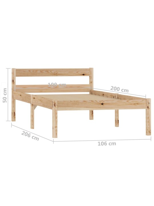 Rám postele masivní borové dřevo 100 x 200 cm