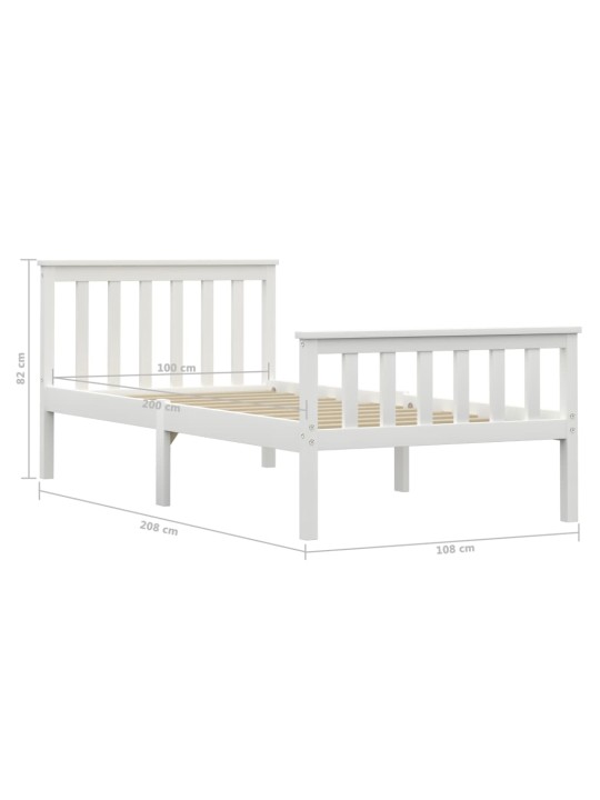 Rám postele bílý masivní borové dřevo 90 x 200 cm